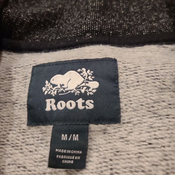 Roots Pullover Sweater 1/4 Zip Womens Medium Gray with Black Logo - Picture 3 of 8